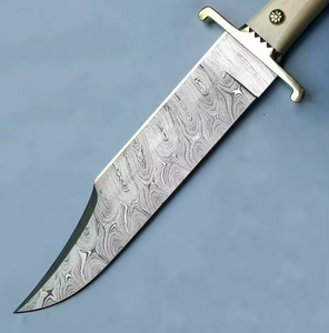 Couteau de chasse Bowie à pointe tombante en acier Damas, qualité supérieure, personnalisable, vente en gros OEM/ODM, pour camping, pêche, survie, à lame fixe - Product Image 2