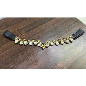 Bridelet de cheval anglais en cuir noir avec strass en cristal transparent or et argent champagne, disponible en 4 tailles LLT - Product Image 1