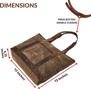 <b>Canvas</b> <b>Tote</b> Bag With Multiple Pockets Open Top Design For Shopping And Storage - Product Image 5