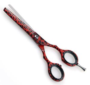 Tijeras Profesionales de Peluquería Japonesas de Acero Inoxidable 420 para Adelgazar el Cabello, con Recubrimiento Rojo y Negro, Diseño Micro Rojo y Negro, para Cuidado Capilar Manual - Product Image 5