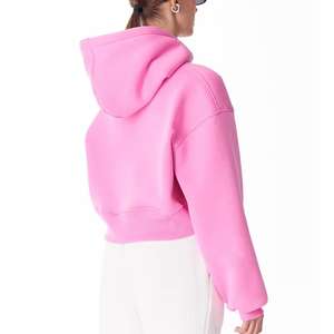 Sudadera con Capucha Extra Grande para Mujer, Nueva, 100% Poliéster, Invierno, Estampado 3D, Sudadera Corta de Forro Polar Negro para Primavera y Otoño, Diseño Sólido - Product Image 4