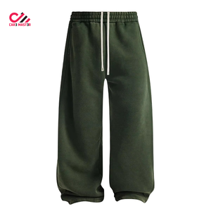 100% Cotton Fleece Sweatpants Elastic Waist <b>Baggy</b> Casual Pants Midweight Green Autumn Wear Side Pockets <b>Baggy</b> <b>Trouser</b> - Product Image 1