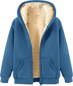 Sweat à capuche oversize zippé pour femme, doublé polaire, chaud, avec poches, style Y2K, pour l'hiver - Product Image 3