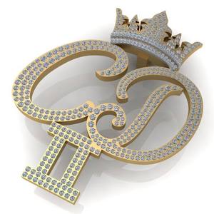 Pendentif personnalisé avec nom pour logo, finition or blanc, argent sterling 925 plaqué rhodium, attache couronne, entièrement serti de moissanite, style hip-hop pour soirée - Product Image 1