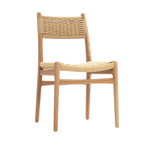 Home Dining Chair Nordic Garden Chair for Garden Dining Room Furniture with Seat and Back in Woven Rope and Solid Wood Materials - Product Image 1