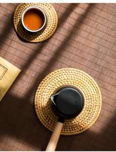Sous-verre en rotin naturel tressé à la main, fabriqué au Vietnam, écologique, en osier TUYET DUNG, motif floral classique circulaire pour la salle à manger - Product Image 4