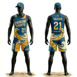 Uniforme de Voleibol de Playa para Hombre, Tela de Poliéster Transpirable de 180 GSM, Diseño de Paneles Naranja y Verde, Sublimación, Logotipo Personalizado, Conjunto para Equipo - Product Image 2