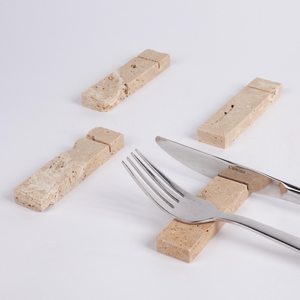 ชุดที่วางช้อนส้อมหินอ่อนธรรมชาติสีเบจ 6 ชิ้น ที่วางมีดหินอ่อน ที่วางตะเกียบ อุปกรณ์บนโต๊ะอาหาร - Product Image 2