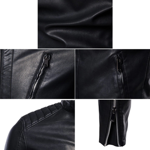 Veste en cuir véritable originale de haute qualité pour homme, veste d'hiver à manches longues, fermeture éclair, OEM, personnalisation, veste de motard pour homme - Product Image 5