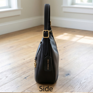 Sac Hobo en Cuir OEM Noir à Bandoulière Unique avec Fermeture Éclair, Style Minimaliste, Utilisation Quotidienne Toutes Saisons - Product Image 5