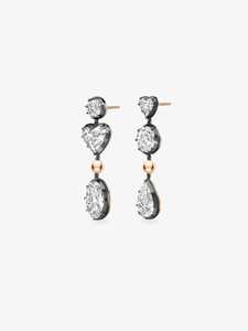 14K 18k Solid Gold Lab Grown <b>Diamond</b> Tear Drop <b>Earring</b> Prong Set Georgian Style Statement Elegant Wedding <b>Dangle</b> Women's Jewelry - Product Image 6