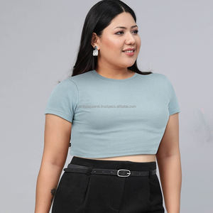 Nardon Apparel Mujeres Sólido Blanco Algodón Crop Tops Camiseta Mujer Verano Manga corta Oversized Crop Top Camisetas - Product Image 6