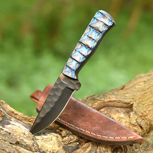 Cuchillo Táctico y de Caza de Hoja Fija, Hoja con Recubrimiento en Polvo y Mango de Madera Pakka, con Funda de Cuero, Personalizado OEM/ODM - Product Image 3