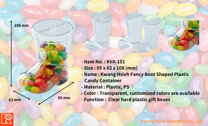 Boîte de rangement en plastique transparent en forme de botte Kwang Hsieh 95x63x108mm, qualité alimentaire, réutilisable - Product Image 4
