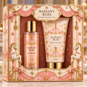 Ensemble de soins pour la peau OEM/ODM, beurre corporel et brume scintillante, 2 pièces, parfum et emballage personnalisables - Product Image 1