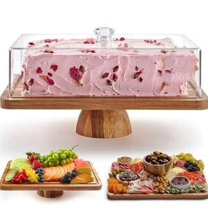 <b>Vintage</b> Aluminum Wood <b>Cake</b> <b>Stand</b> Rustic Farmhouse Style Eco-Friendly Dishwasher Safe Home Restaurant Use Wedding Dessert Tables - Product Image 1