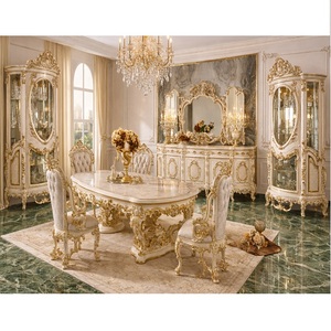 Roman-Inspired Neoclassical Solid Wood Dining Room Furniture Set Hand Carved Customized Color Dining <b>Table</b> Chairs Luxury - Product Image 1