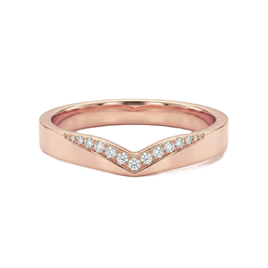 Fine Ring Chevron Diamond Band 9K 10K 14K 18K Solid Gold V Shape Stackable Band Minimalist Pave Diamond Engagement Bridal Band - Product Image 3