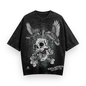 Camiseta Personalizada para Hombre, Cuello Redondo, Corte Regular, 300g, Estilo Urbano, Vintage, Lavado Ácido, Tejido de Algodón/Fibra de Bambú - Product Image 2