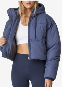 Custom Women Cropped Puffer Jacket Hooded Winter Bubble Coat Lightweight Quilted <b>Padding</b> Jacket Casual Warm Short Down jackets - Product Image 4