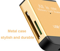 Lector de Tarjetas Externo USB 2.0 de Aleación de Aluminio 4 en 1 (Jaya JY-605) Compatible con TF/SD/MS/M2/MMC para Cámaras de Coche, Drones y Cámaras de Acción