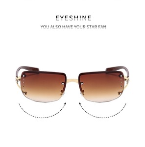 Lunettes de soleil carrées sans monture incrustées de diamants Super Personality 2024, nouvelles lunettes de protection UV pour hommes - Product Image 3