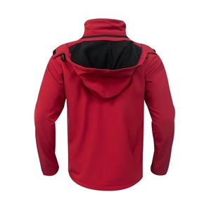 Men's Red Soft Shell <b>Jacket</b> Zip Fly Stand Collar Water Resistant Outdoor Wear Regular Fit Autumn WindStopper Polyester - Product Image 2