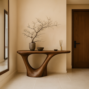 โต๊ะคอนโซลไม้เนื้อแข็งดีไซน์ทันสมัย Luxali ฐานทรงออร์แกนิก โต๊ะตกแต่งทางเข้าบ้านสไตล์ร่วมสมัย สำหรับห้องนั่งเล่นและโถงทางเดิน - Product Image 6