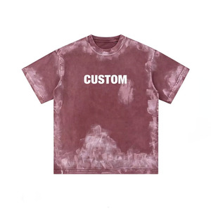 Camiseta Personalizada con Lavado Ácido y Pedrería, 100% Algodón, Tejido Suave y Transpirable, Nuevo Diseño Moderno, Estampado Frontal con Patrón de Estrellas, Talla Grande - Product Image 3