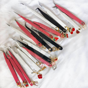 Porte-clés en acier inoxydable noir avec logo imprimé, motif papillon, pince à cils à pointe fine pour volume, outils de maquillage pour cils - Product Image 6
