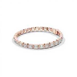 Pulsera de tenis de lujo con esmeraldas cultivadas en laboratorio y diamantes, con cierre oculto, engastada en oro rosa macizo de 18 quilates, ideal para regalo, fiestas y uso diario. - Product Image 1