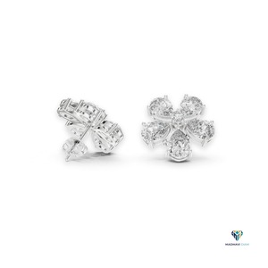 Bague florale pour femme en or blanc 14 carats massif avec diamant de laboratoire en forme de poire de 0,76 ct - Product Image 2