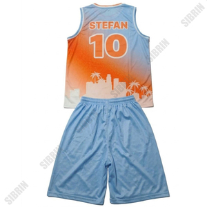 Ensemble de maillot et short de basket-ball personnalisés sublimés SIBRIN |   Concevez votre propre nom et numéro d'équipe |   100% polyester - Product Image 2