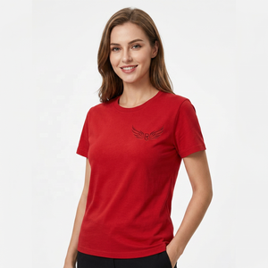 <b>Red</b> Men's Oversized Short Sleeve T-<b>Shirt</b> with Print Regular Fit Casual O-Neck Woven Cotton Eco-Friendly - Product Image 3