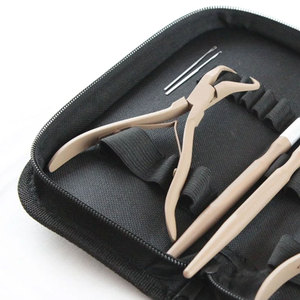 Professional Hair Extension Tools Kit with <b>Silicone</b> <b>Beads</b> in Black Brown and Beige Microlink Pliers Scissors Loop and Hook - Product Image 4