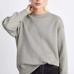 เสื้อสเวตเชิ้ตโอเวอร์ไซส์สำหรับผู้หญิง ลดราคาพิเศษ สีพื้น ขอบแขนและชายเสื้อแบบริบ สวมใส่สบาย สไตล์สตรีทแวร์ ขายส่งเสื้อสเวตเชิ้ตสำหรับสุภาพสตรี - Product Image 4