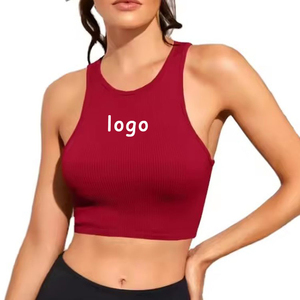 Women Knitted 100% Cotton Solid Color Halter Neck Crop Tank <b>Top</b> with Tassel & Lace Hip Hop Style Green - Product Image 1