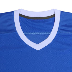 Camiseta de Hockey sobre Hielo Azul con Diseño de Logotipo Personalizado, Ropa Deportiva Informal, Camiseta de Entrenamiento Atlético de Manga Larga con Cuello en V, Camiseta de Hockey a la Moda - Product Image 4