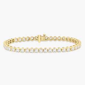 Pulsera de Oro Real 10K 14K 18K con Diamantes Buttercup, Engaste de Bisel, Eslabones Tipo Tenis, CVD HPHT, Joyería Creada en Laboratorio, Proveedor de Fábrica al por Mayor - Product Image 1