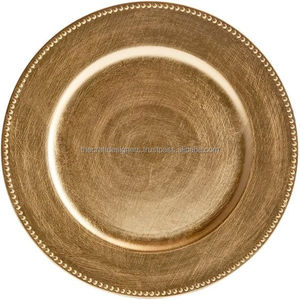 Assiettes de présentation dorées sur mesure pour fruits, salades et snacks – Accessoires de table de luxe antique pour décoration de mariage - Product Image 3