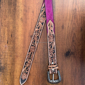 Custom OEM/ODM <b>Boot</b> Stitch Hand Tooled Suede Leather Belt for <b>Men</b> & Women Premium Luxury Genuine Cow Leather Fashionable Belts - Product Image 4