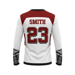 Camiseta de Baloncesto Personalizada Roja y Blanca de Manga Larga, Jersey Deportivo Sublimado con Diseño Personalizado, Uniformes de Equipo - Product Image 4