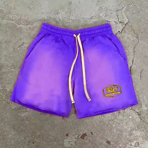 Luxury Heavyweight 360gsm Cotton Sweat shorts Oversized Boxy Fit Vintage Washed Men's Streetwear Shorts with Puff Print - Product Image 2