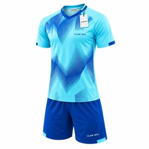 Men's Soccer Jersey Kit <b>Light</b> Blue Full Sleeve Moisture Wicking Polyester Crew <b>Neck</b> All Seasons Teenagers Regular Fit Custom - Product Image 2