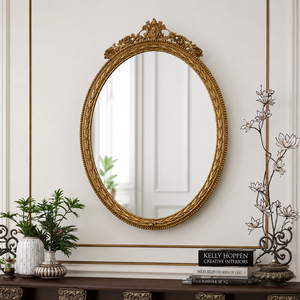 Luxury <b>Gold</b> Oval Wall <b>Mirror</b> Ornate Vintage <b>Frame</b> Decorative Classic <b>Mirror</b> For Living Room Bedroom Wall Decor - Product Image 4
