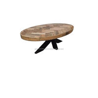 Table basse industrielle de forme ovale à chevrons Table basse industrielle en bois de manguier naturel 125 CM Meilleure table basse de meubles