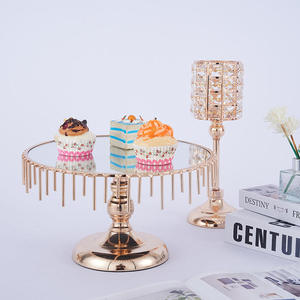 European Pearl Mirror <b>Cake</b> Holder Metal Tall <b>Cake</b> <b>Stand</b> Dessert <b>Stand</b> Glass Mirror <b>Cake</b> <b>Stand</b> - Product Image 2