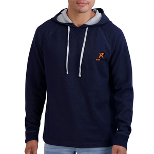 ออกแบบโลโก้ตามสั่ง เสื้อฮู้ดดี้สีน้ำเงินเข้ม ผู้ชาย ผ้าคอตตอนหนา 400 กรัม คุณภาพสูง ไม่มีลาย - Product Image 1