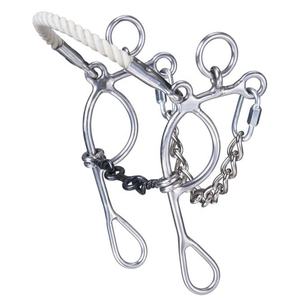 Hackamore de Nariz de cuerda de combinación en miniatura con mordaza de hueso de perro torcido Más vendido en brocas de caballo Precio barato 2025 Western Horse Bits - Product Image 1