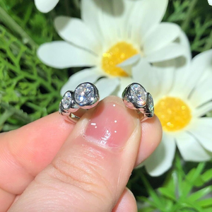 White Round Cut Bezel Set <b>Open</b> Gap Moissanite <b>Ring</b> White Gold Engagement <b>Ring</b> 10K Solid White Gold Six Stone Band <b>Ring</b> For Women - Product Image 3